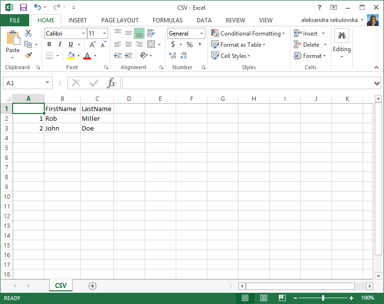 CSV coma-separated file