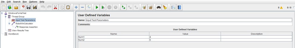 Two input parameters, named as Num1 and Num2 which sum will be calculated using Windows Calculator.