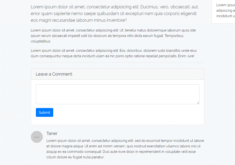 A form for adding a comment to the post