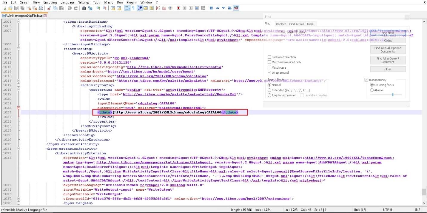 Open the. bwp process in notepad editor