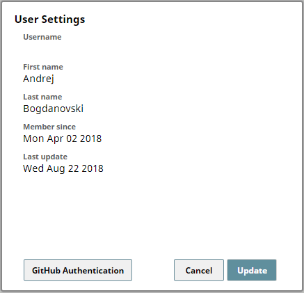 open the User Settings dialog box and click the GitHub Authentication button which will lead you to the login page of Git
