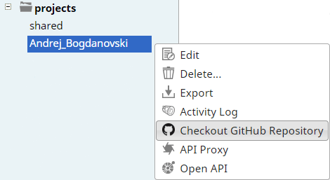 Checkout GitHub Repository option