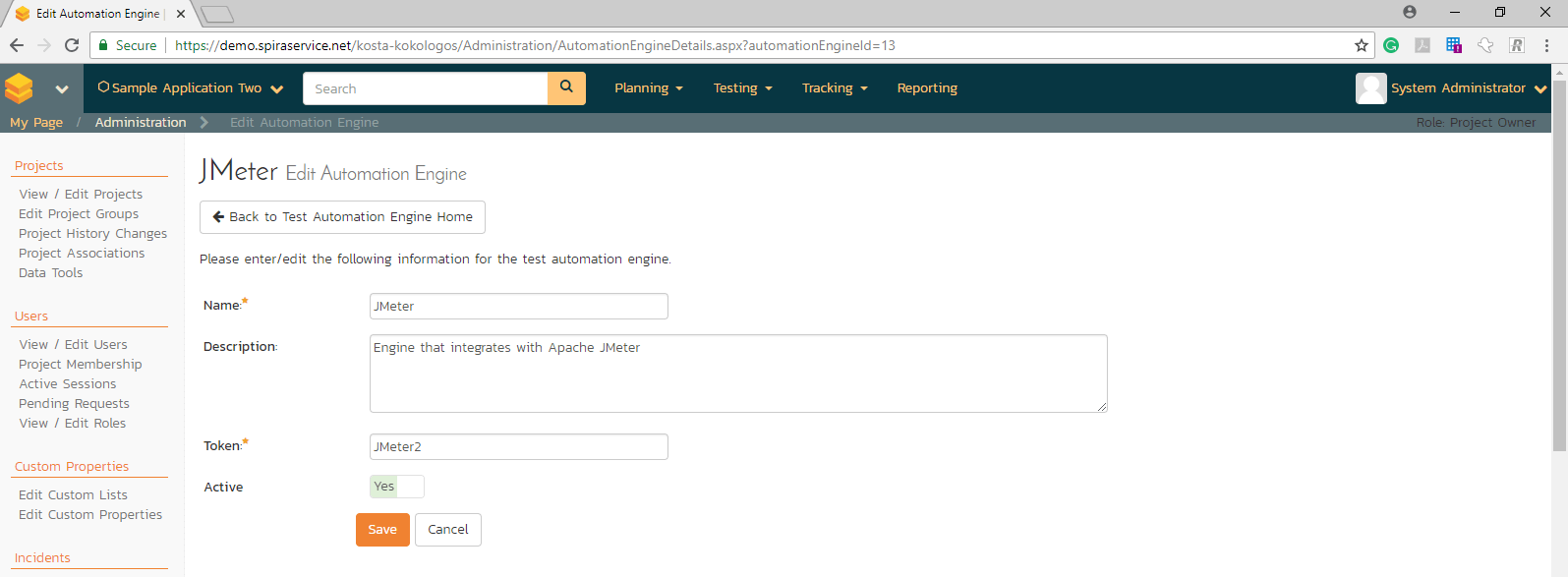 for JMeter, the token is JMeter2 and refers to the JMeter2AutomationEngine.dll file that was copied under the extensions folder in RemoteLaunch