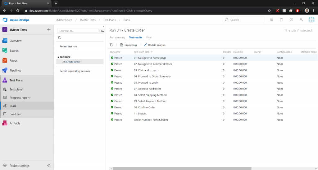 Picture 8. Functional test results in the console.
JMeter Azure Pipeline Configuration Guide
