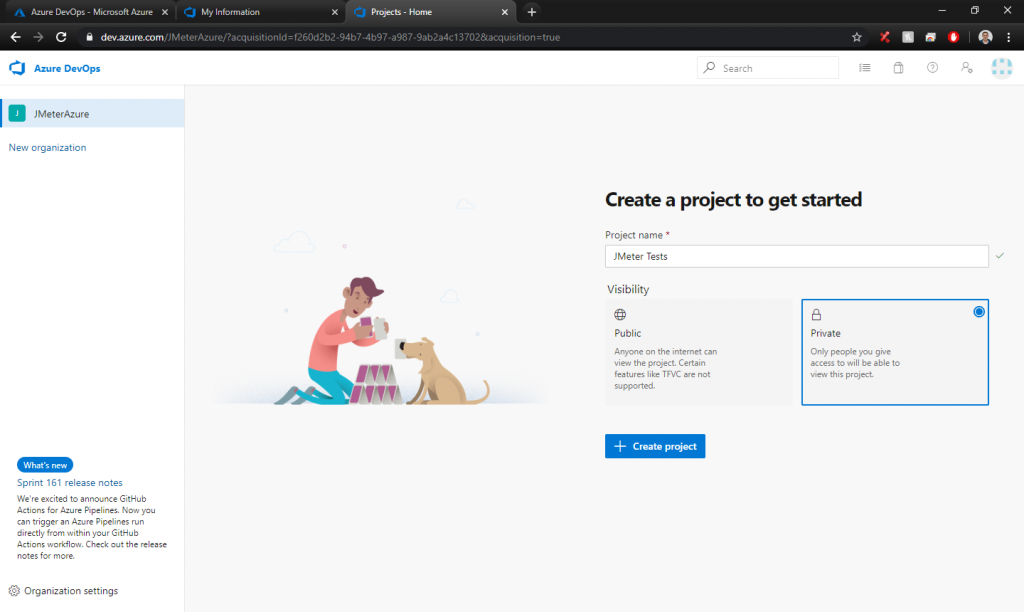 Picture 5. Creating your first project.