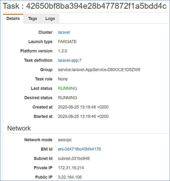 Running task details