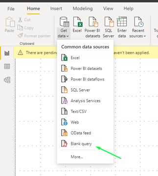 Importing data in Power BI as a Blank query