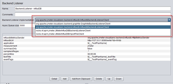 Backend Listener configuration in JMeter