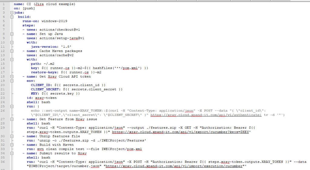 Workflow configuration file – main.yml content