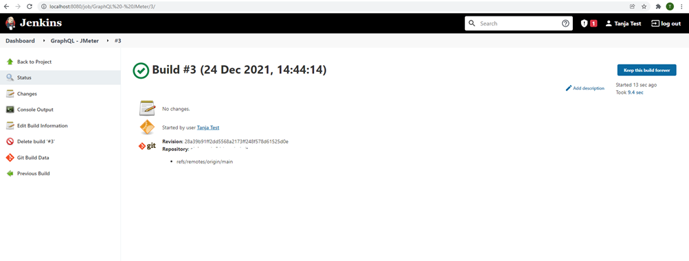 tests in Jenkins for an automated test run