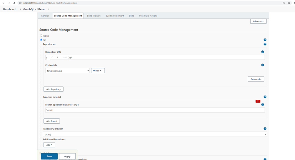 tests in Jenkins for an automated test run