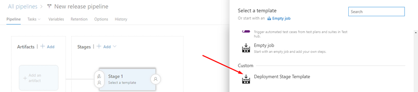 using a template to automatically generate necessary stages