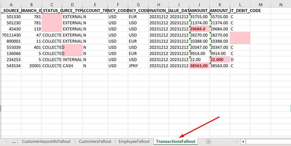 Total Excel test report, one sheet per file