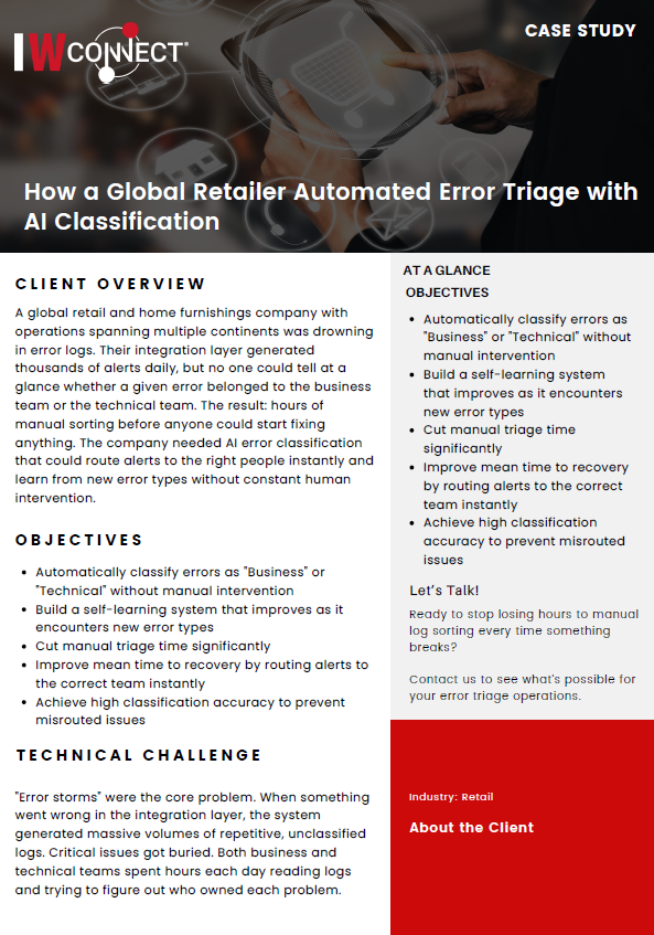 Featured image for the global retailer AI error triage case study.