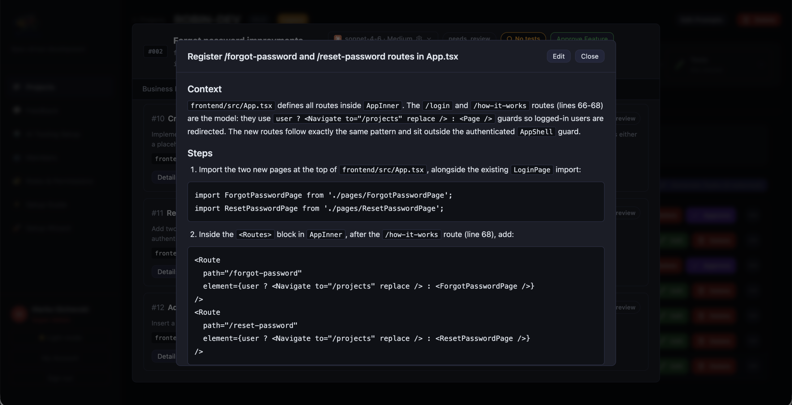 Robin Task Details with code context