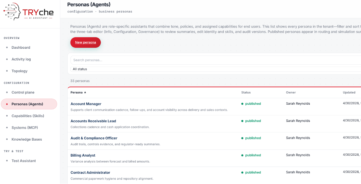 Personas component screenshot