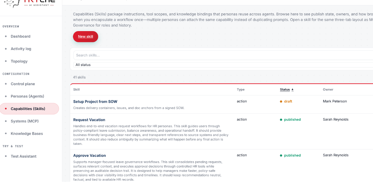 Skills component screenshot
