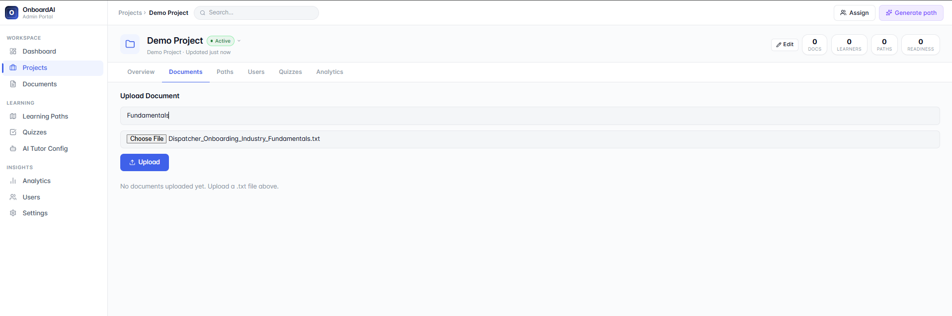 Evaluation view showing a tutor answer next to its source document and a pass against the curated answer key