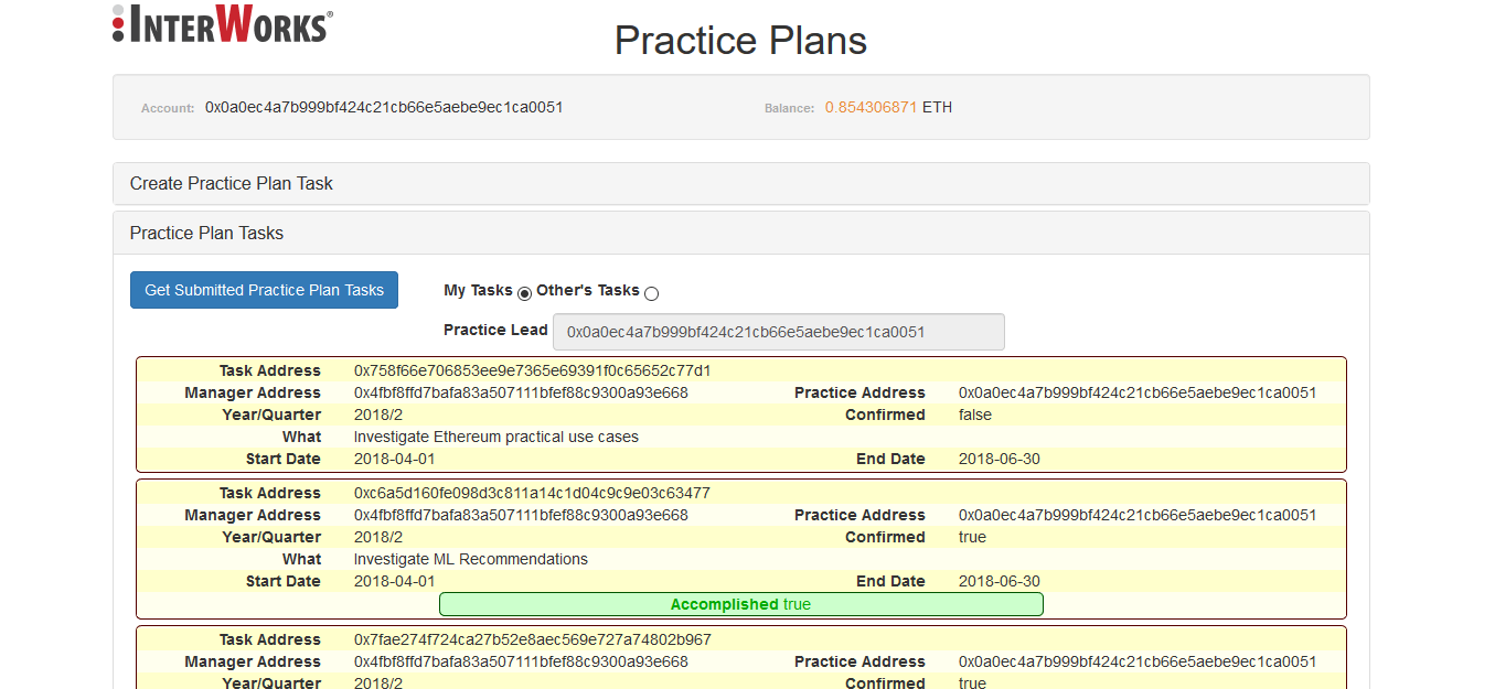 Practice Lead can create, submit and list Practice Plan Tasks