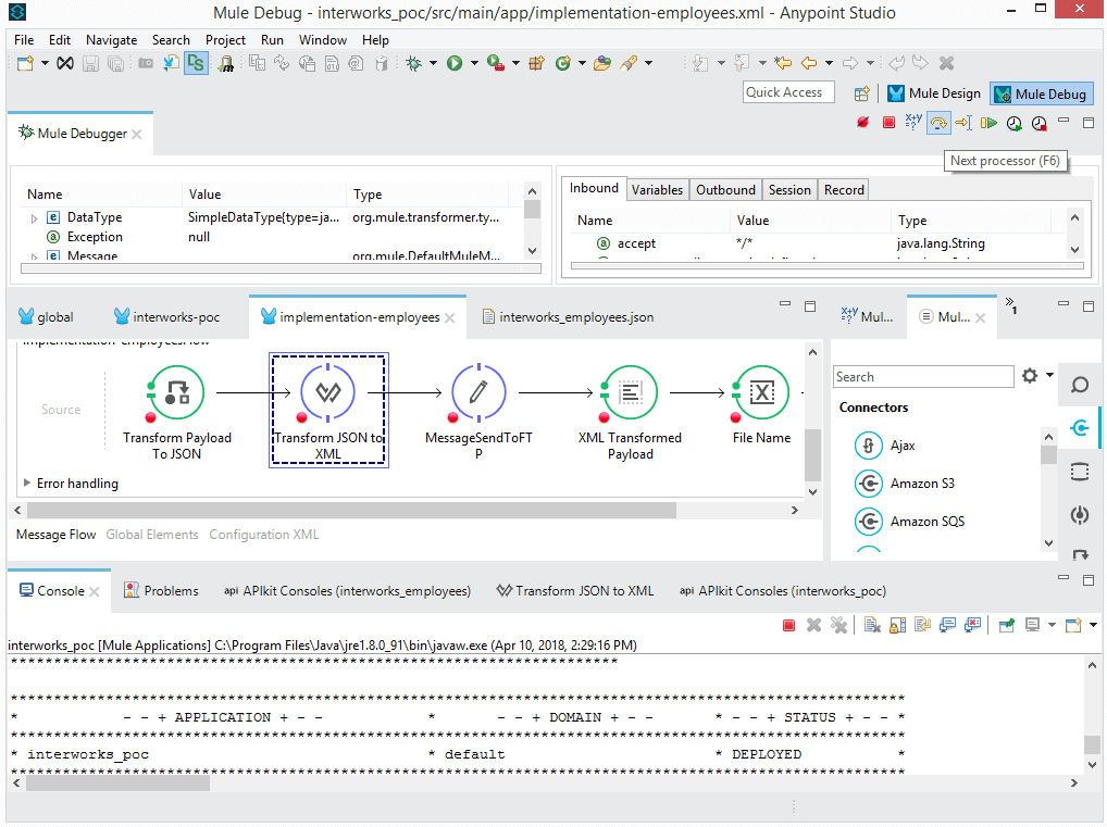 Passing through all the activities set before the JSON to XML transformer activity