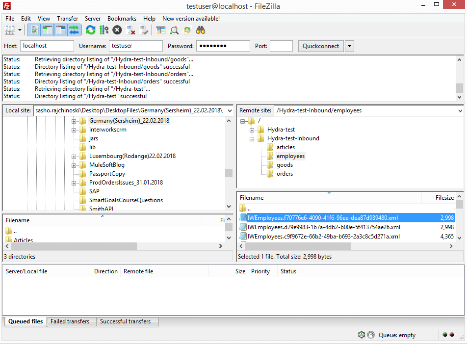 Storing the XML file on the FTP server